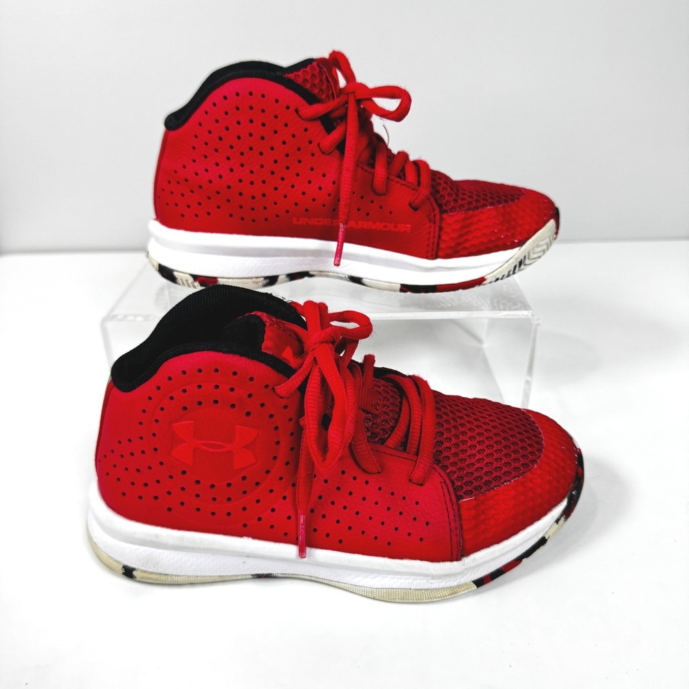 Under Armour Jet 2019 Boys Basketball Shoes Red Black Sz 13K 3022122-602 Mid Top